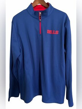 NFL Team Apparel Blue Quarter Zip Pullover with Red Trim, Size XL